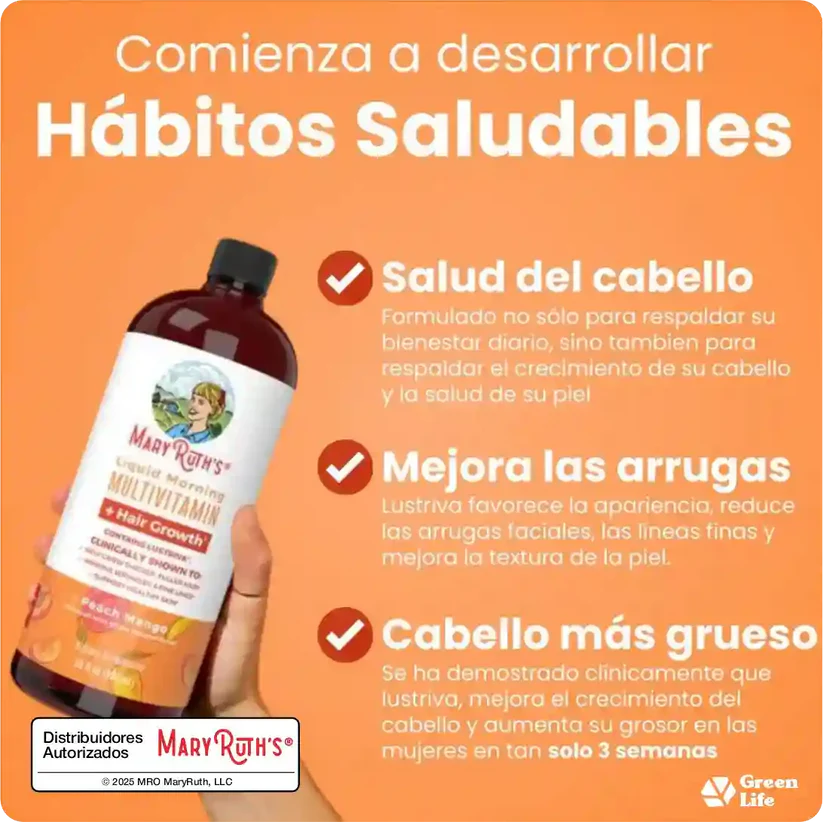 🌟 Mary Ruth’s Multivitamínico Líquido: Cabello Largo y Uñas Fuertes 🌟