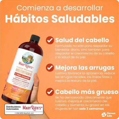 🌟 Mary Ruth’s Multivitamínico Líquido: Cabello Largo y Uñas Fuertes 🌟