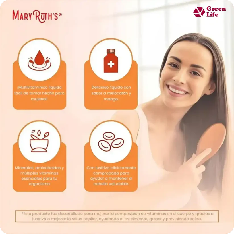🌟 Mary Ruth’s Multivitamínico Líquido: Cabello Largo y Uñas Fuertes 🌟